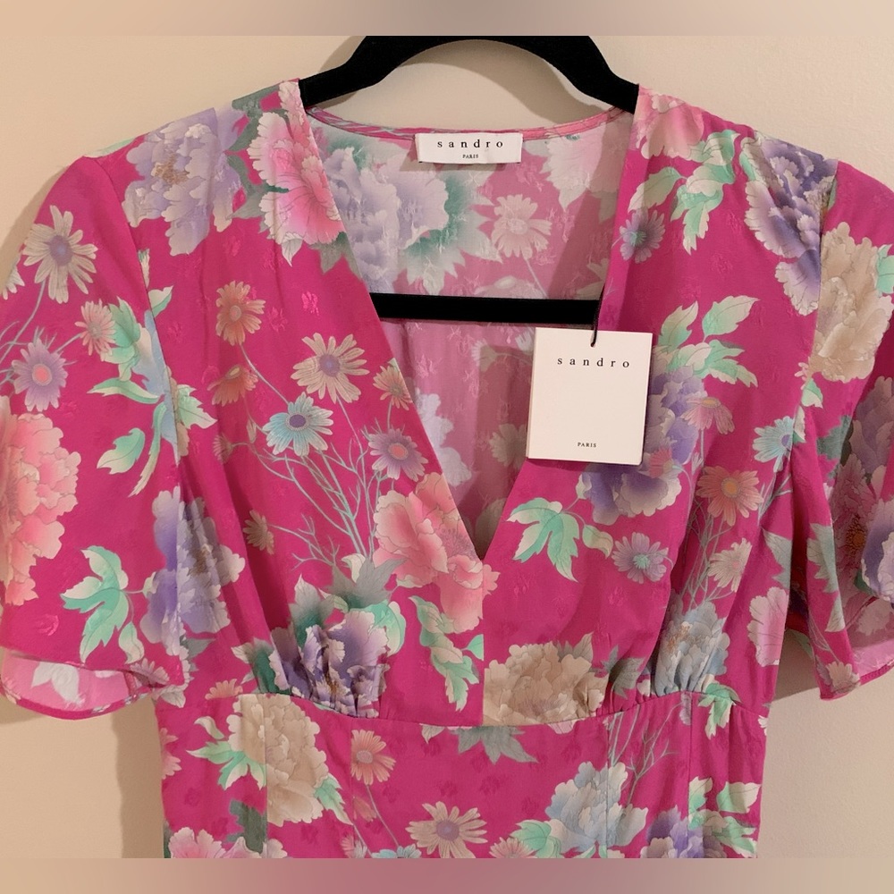 SANDRO SHORT MINI FLORAL SUMMER DRESS - Picture 4 of 11